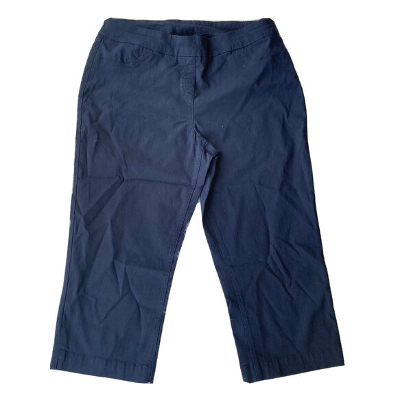 Slim-Sation Pants Sz 14 Navy Blue Pull On Capri Plus Size Stretch Summer Beach - Picture 1 of 11